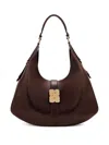 Ganni Kat Large Brown Leather Shoulder Bag  In Brown