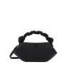 Ganni Mini Grained Bou Bag With Twisted Handle In Black