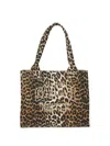 Ganni Recycled Cotton Animal Print Tote Bag In Multicolor