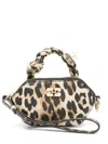 Ganni Womens Leopard Nano Bou Leather Pouch In Multicolour