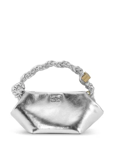 Ganni Bou Mini Silver Handbag In Grey