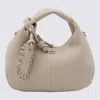 Ganni White Top Handle Bag In Brown