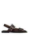 Ganni Brown Feminine Buckle Ballerina Flats In Marrón