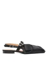 Ganni Big Bow Slingback Pointed-toe Flats In Negro
