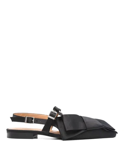 GANNI BIG BOW SLINGBACK BALLERINA SATIN