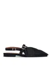 Ganni Big Bow Slingback Pointed-toe Flats In Black