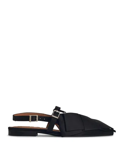 Ganni Big Bow Sandals In Black