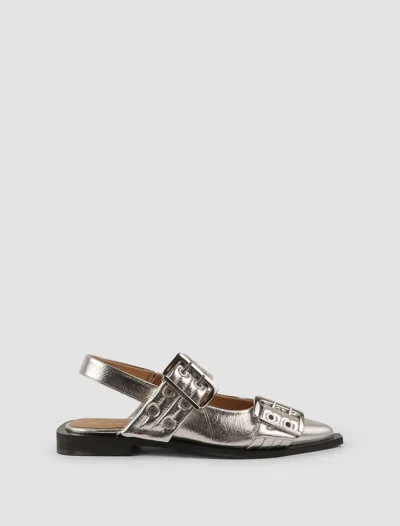 Ganni Ballerina Buckle In Silver