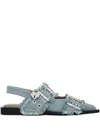 Ganni Feminine Denim Ballet Flats
