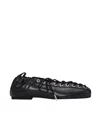 Ganni Lace-up Ballerina In Black