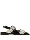 Ganni Black And White Slingback Ballerina Flats With Buckles In White