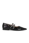 Ganni Faux Leather Mary Jane Flats In Black