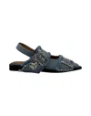 Ganni Feminine Denim Ballet Flats In Navy