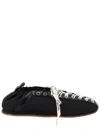 Ganni Sporty Nylon Ballerina Sneakers Lace Up In Black