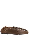 Ganni Lace-up Shoes Featuring Elasticated Trim In Brown