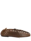 Ganni Lace-up Shoes Featuring Elasticated Trim In Brown