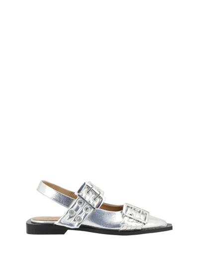 Ganni Ballerinas In Silver