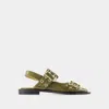 Ganni Ballerina With Buckle In Green