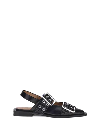 Ganni Ballerinas With Straps In Black