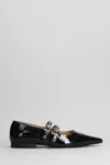 Ganni Faux Leather Mary Jane Flats In Black