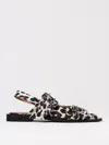 Ganni Multicolor Ballet Shoes With Double Buckle And All-over Leopard Print In Tech Fabric Woman In Brown