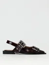 Ganni Buckle Ballerina Patent Faux Leather Slingback Flats In Burgunderrot