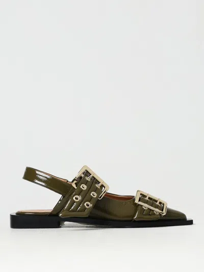 Ganni Ballet Flats  Woman Color Olive
