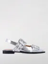 Ganni Silver Slingback Ballet Flat Shoe With Buckles In Silber