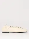 Ganni Lace-up Embellished Recycled Leather Ballet Flats In Neutral