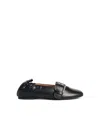 Ganni Ballet Flats With Strap And Buckle In Black 'oleatex' In Black