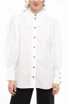 GANNI BALLOON SLEEVE POPLIN COTTON SHIRT