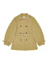 Ganni Beige Midi Double-breasted Trench Coat In Brown