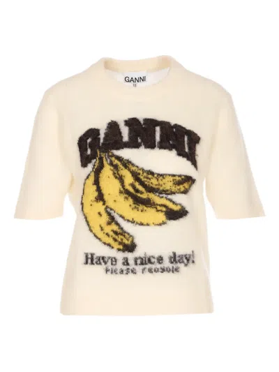 Ganni Women Banana Graphic T-shirt In Neutral