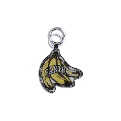 Ganni Banana Keyring In Black
