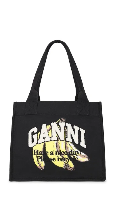Ganni Banana Large Easy Shopper In Black