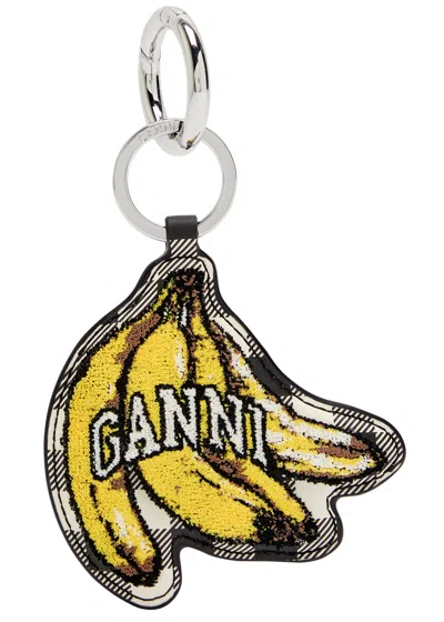 Ganni Banana Leather Keyring In Yellow