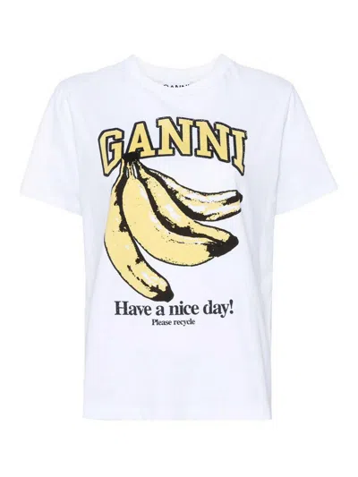 Ganni Camiseta - Blanco In White