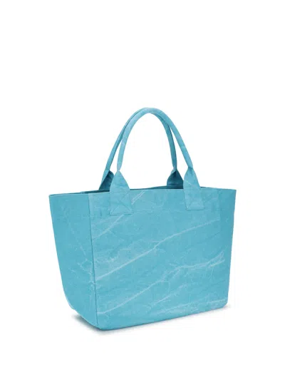 Ganni Banana Print Recycled Cotton Tote Bag In Blue