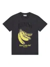 Ganni Crew-neck Cotton T-shirt With Banana Print In Gray