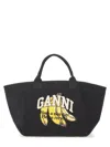 Ganni Banana Print Xxl Tote Bag In Black