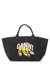 Ganni Banana Print Xxl Tote Bag In Black