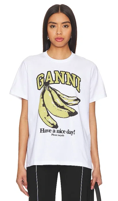 Ganni Banana Relaxed T-shirt In 亮白