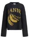 Ganni Jersey With Banana And Logo In Black