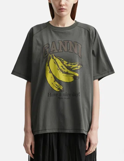 Ganni Banana T-shirt In Gray