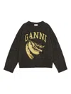 Ganni Banana Wool Crewneck Sweater In Black