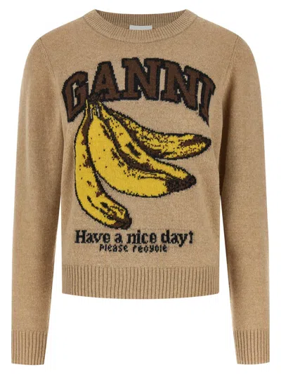 Ganni Banane Sweater In Brown