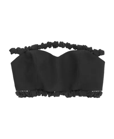 Ganni Bandeau Strapless Crop Top In Black