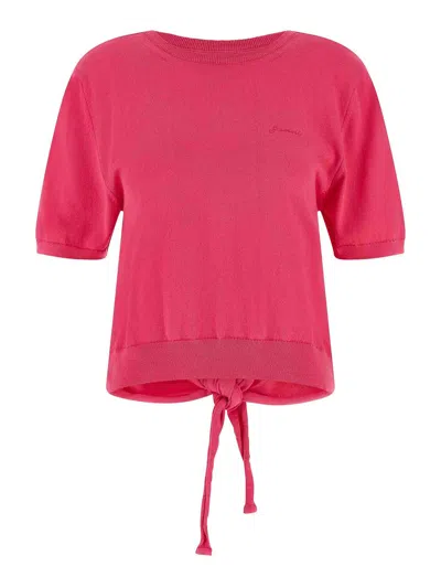 Ganni Fuchsia Bare Back Sweater