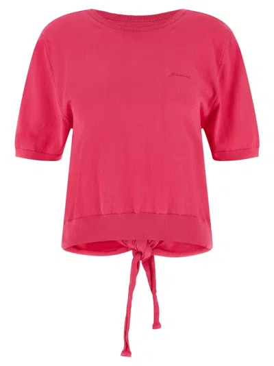 Ganni Bare Back Sweater Sweaters And Cardigans Fuchsia In Pink