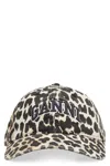 Ganni Leopard-print Canvas Baseball Cap Women
